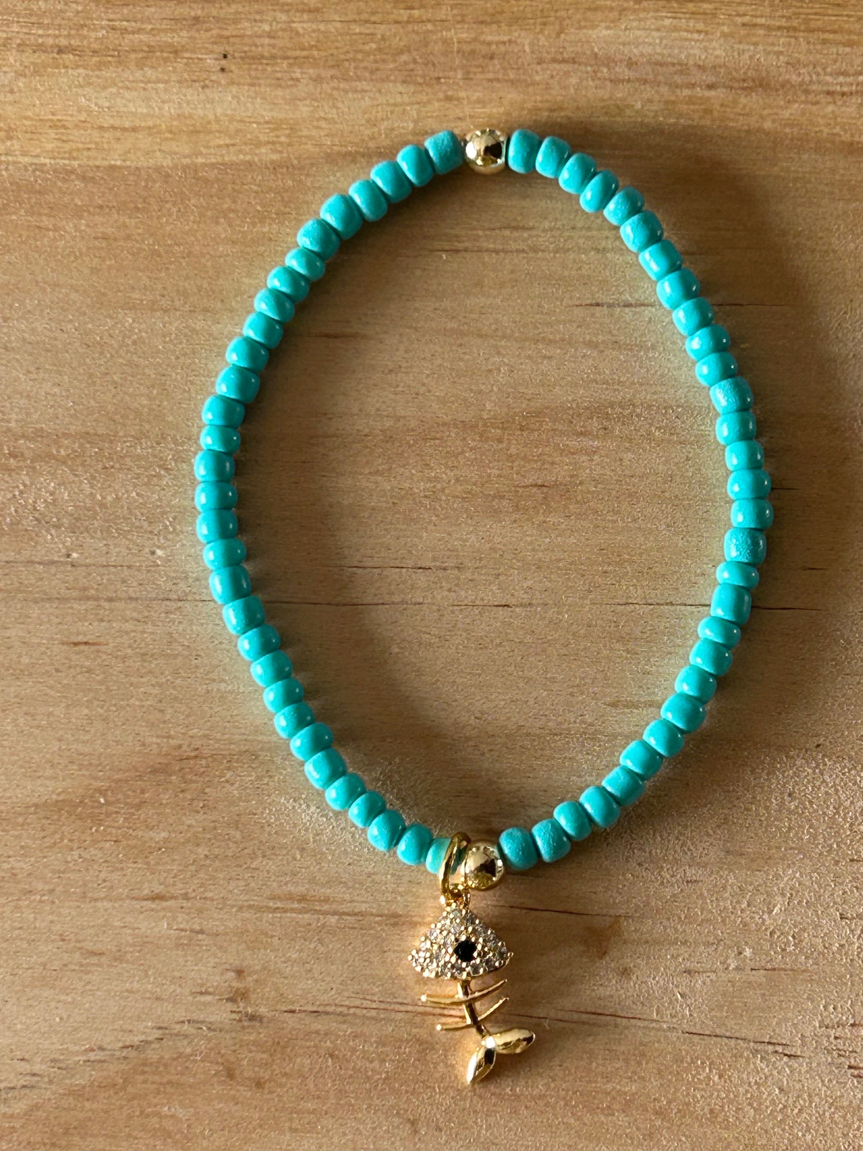 Ocean Charm Bracelet - Bone Fish / Turquoise
