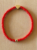 Gold Heart Bracelet - Red