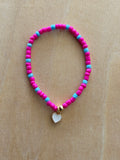 Heart Bracelet - White / Pink-Blue