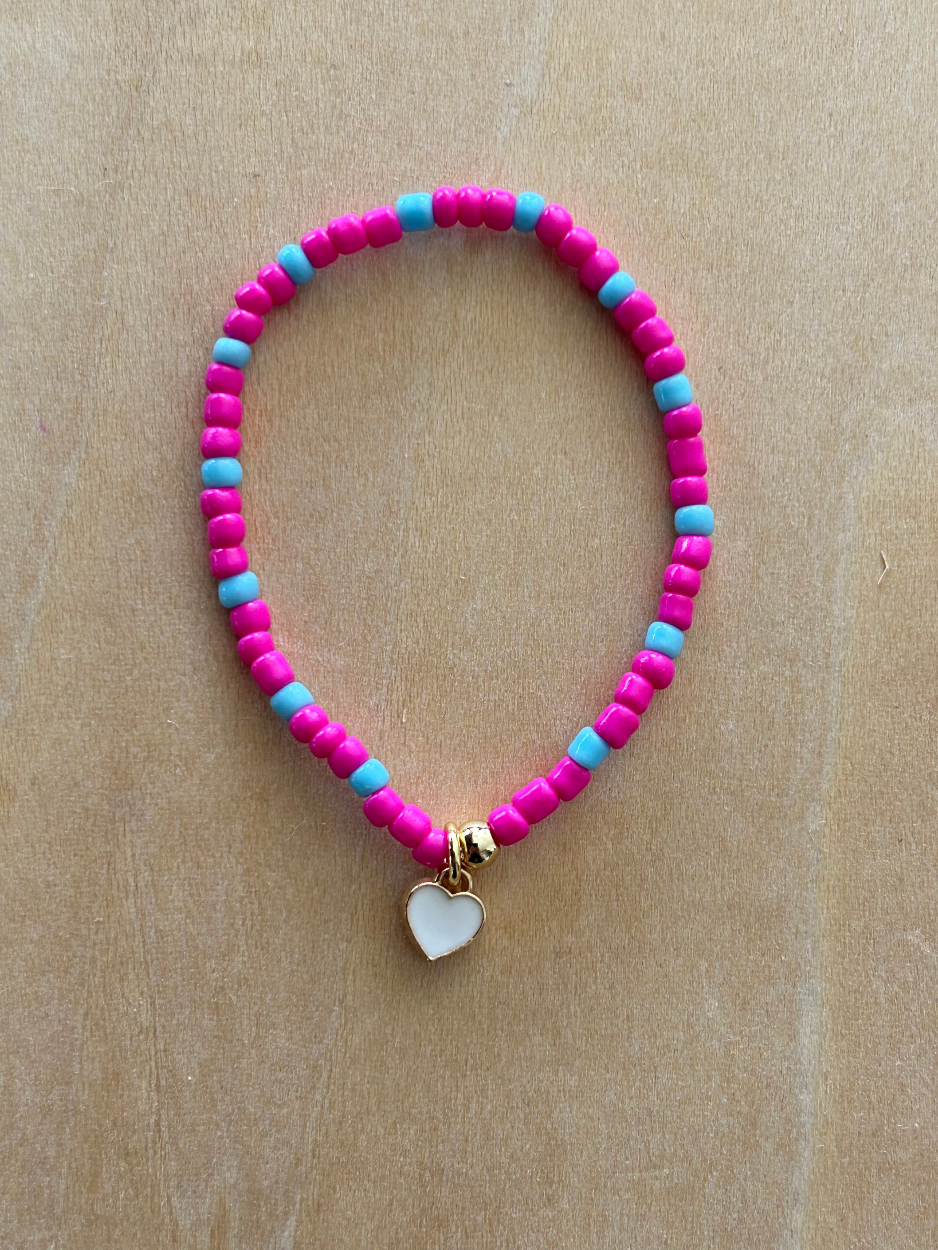 Heart Bracelet - White / Pink-Blue