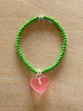Chunky Heart Bracelet - Pink / Green