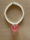 Chunky Heart Bracelet - Pink / White