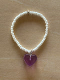 Chunky Heart Bracelet - Purple / White