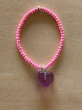 Chunky Heart Bracelet - Purple / Rose