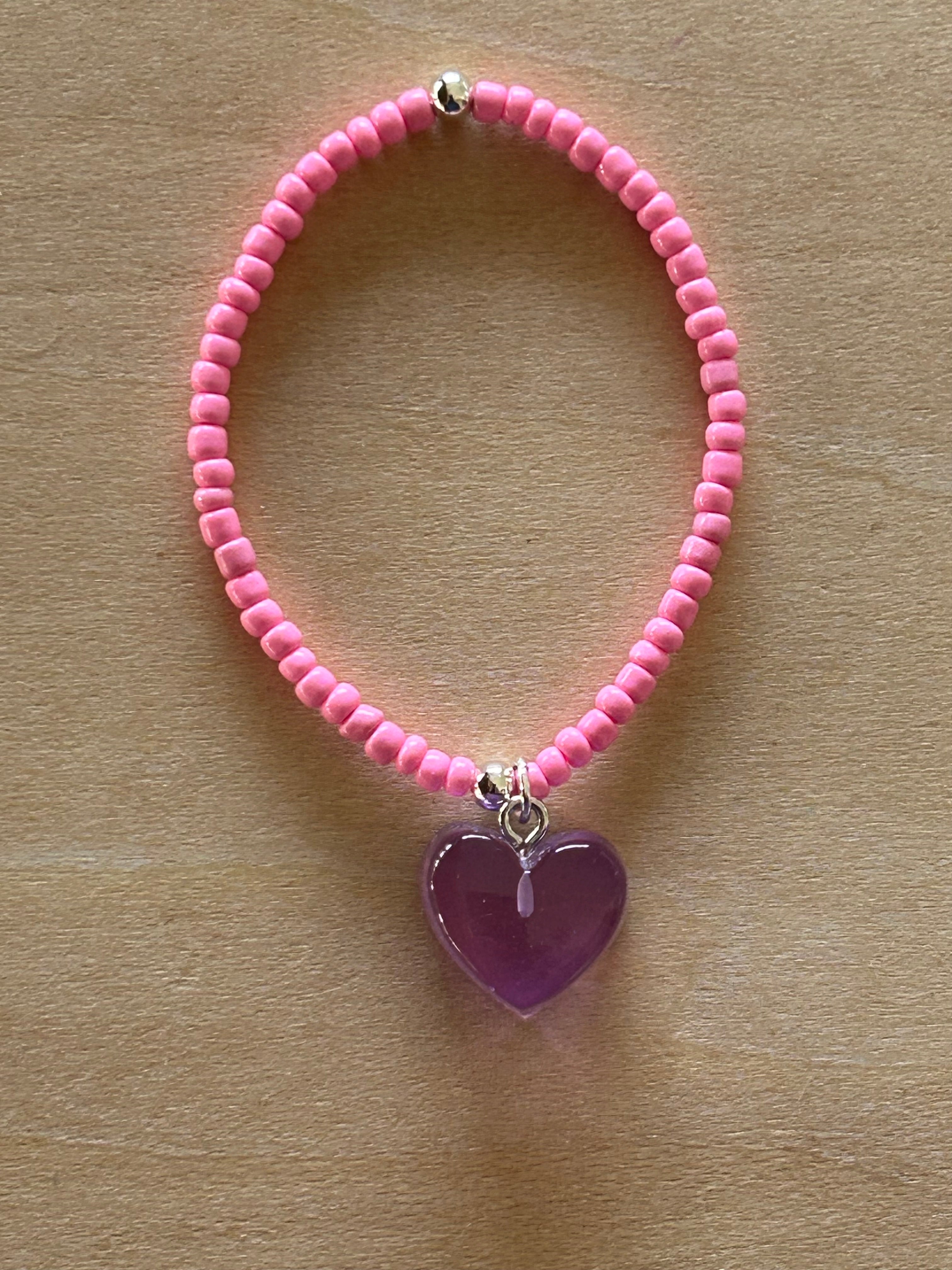 Chunky Heart Bracelet - Purple / Rose