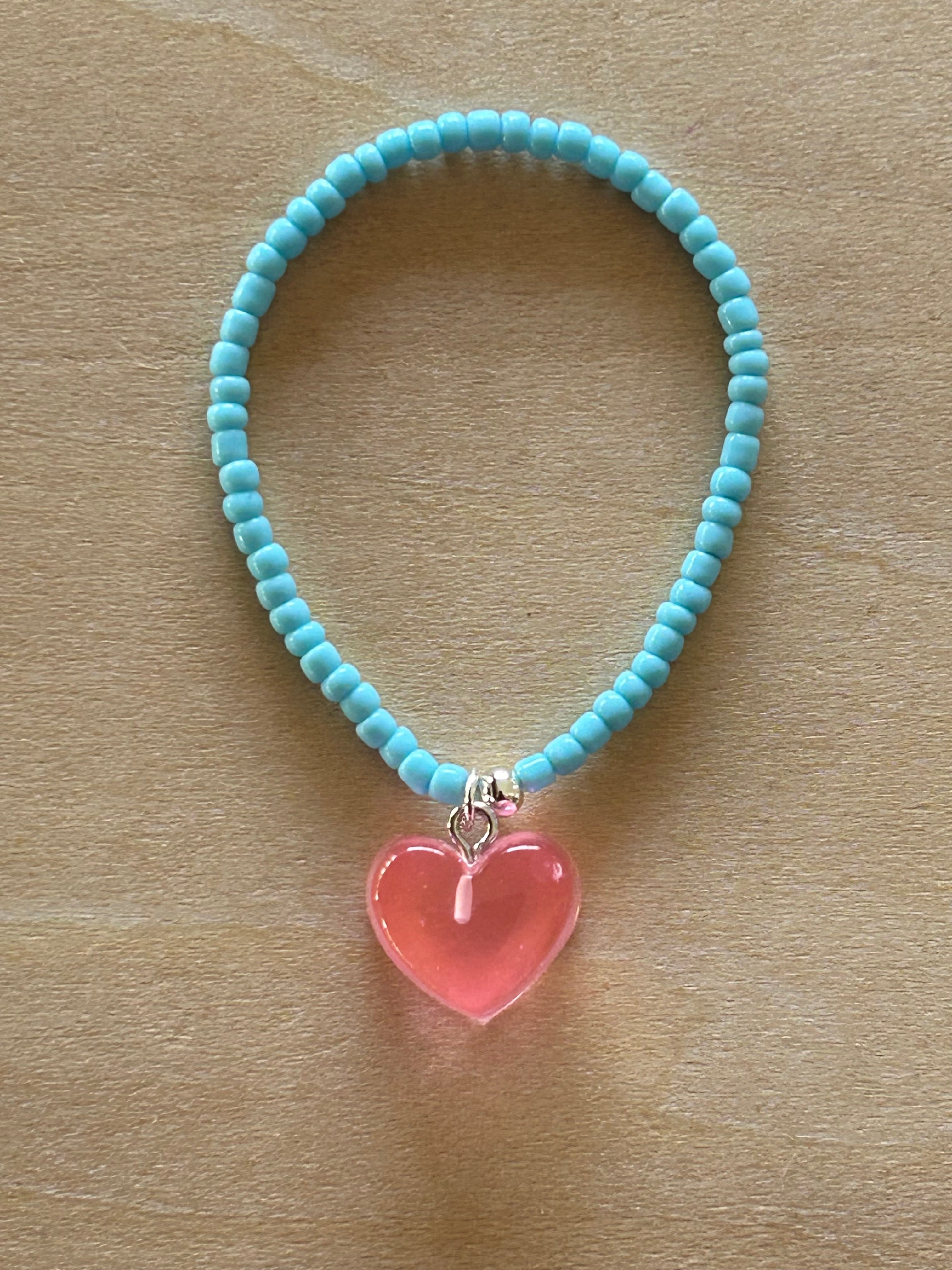 Chunky Heart Bracelet - Pink / Baby Blue