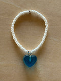 Chunky Heart Bracelet - Blue / White