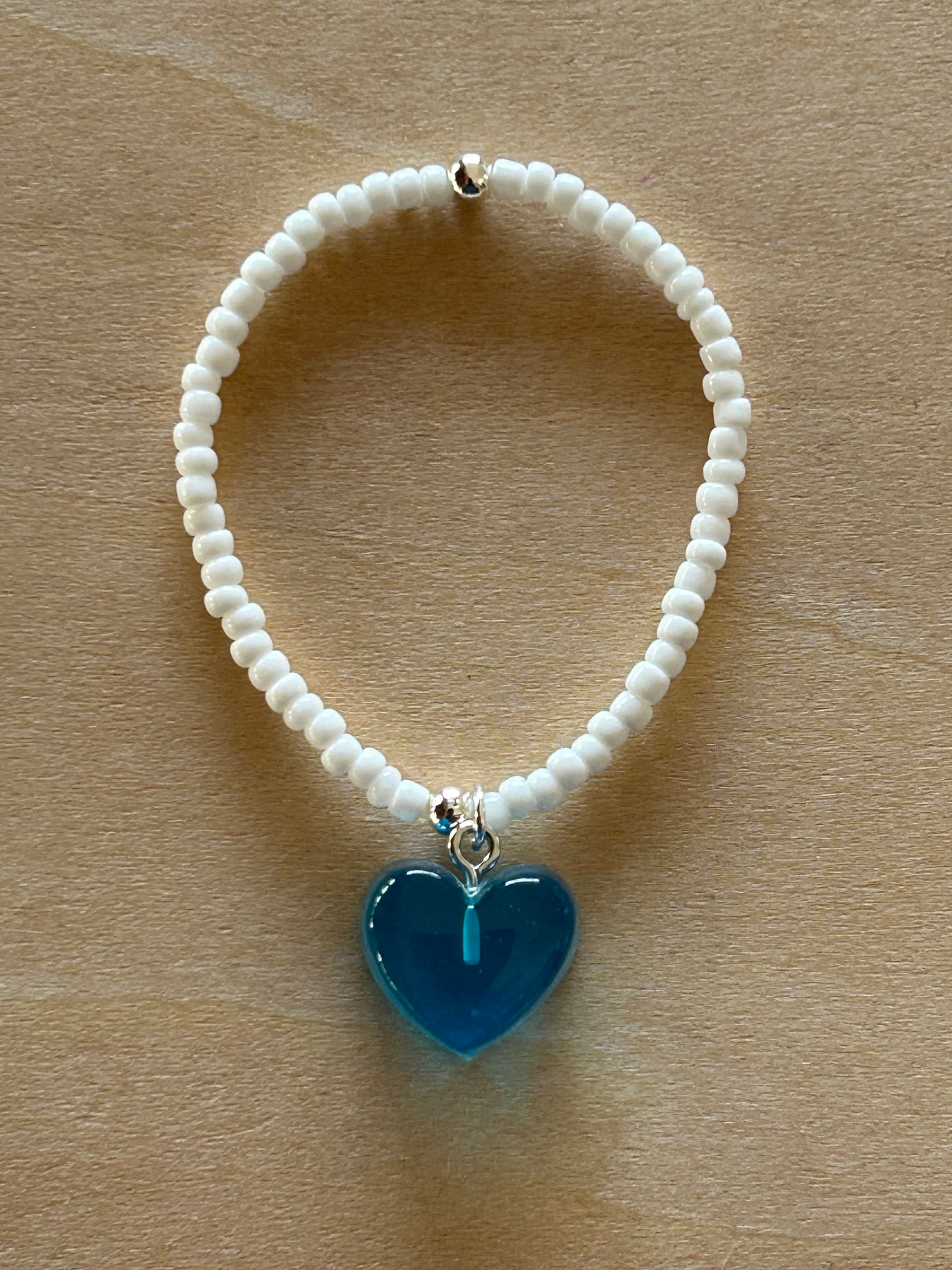 Chunky Heart Bracelet - Blue / White