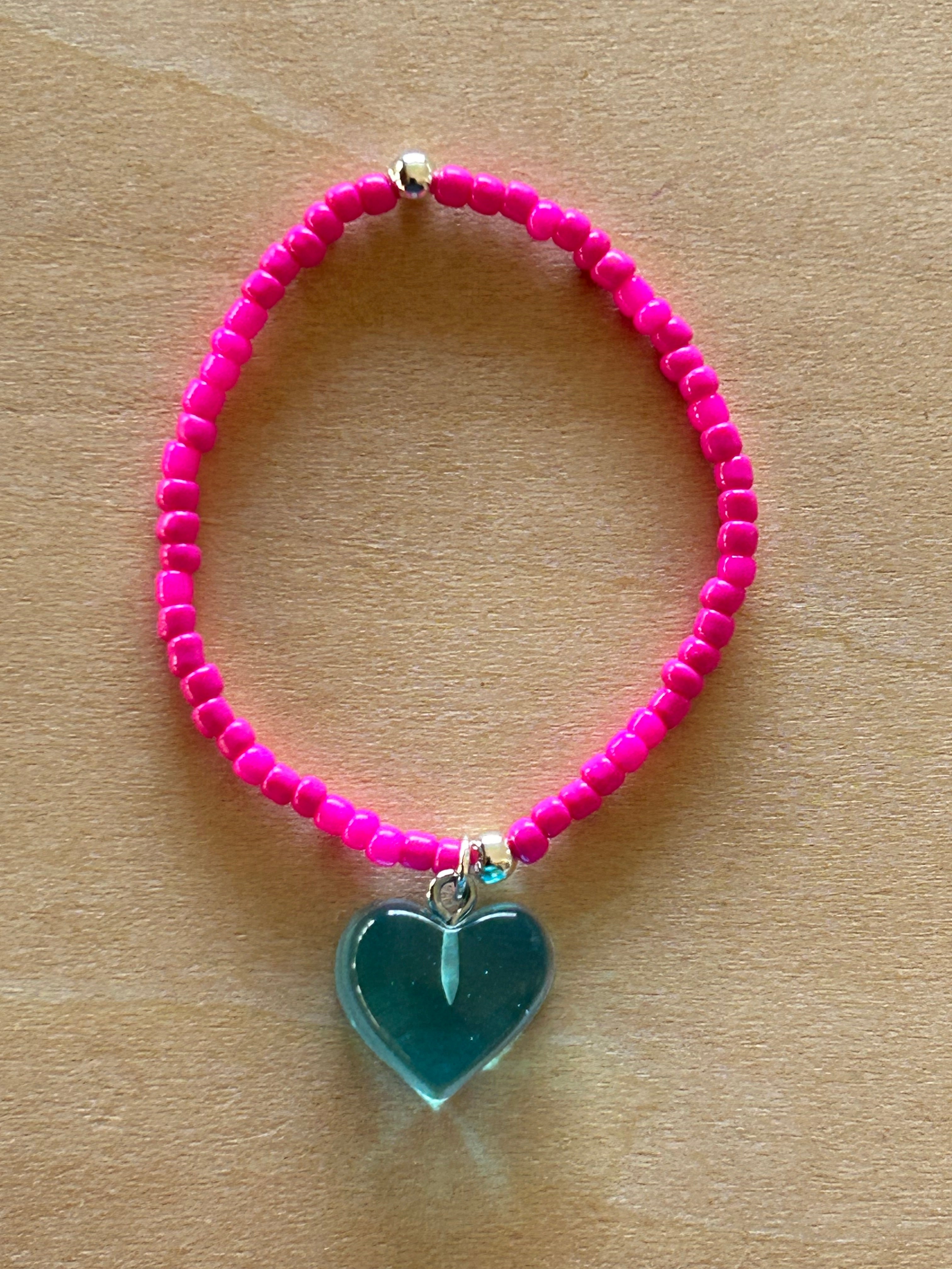 Chunky Heart Bracelet - Blue / Hot Pink