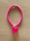 Chunky Heart Bracelet - Hot Pink / Hot Pink
