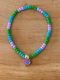 Heart Bracelet - Purple / Turquoise-Pink