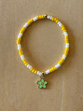 Flower Bracelet - Green / White-Yellow