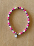 Heart Bracelet - White / Pink-Purple