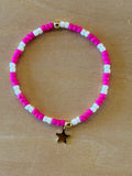 Moon Star Sun Bracelet - Star / White-Pink
