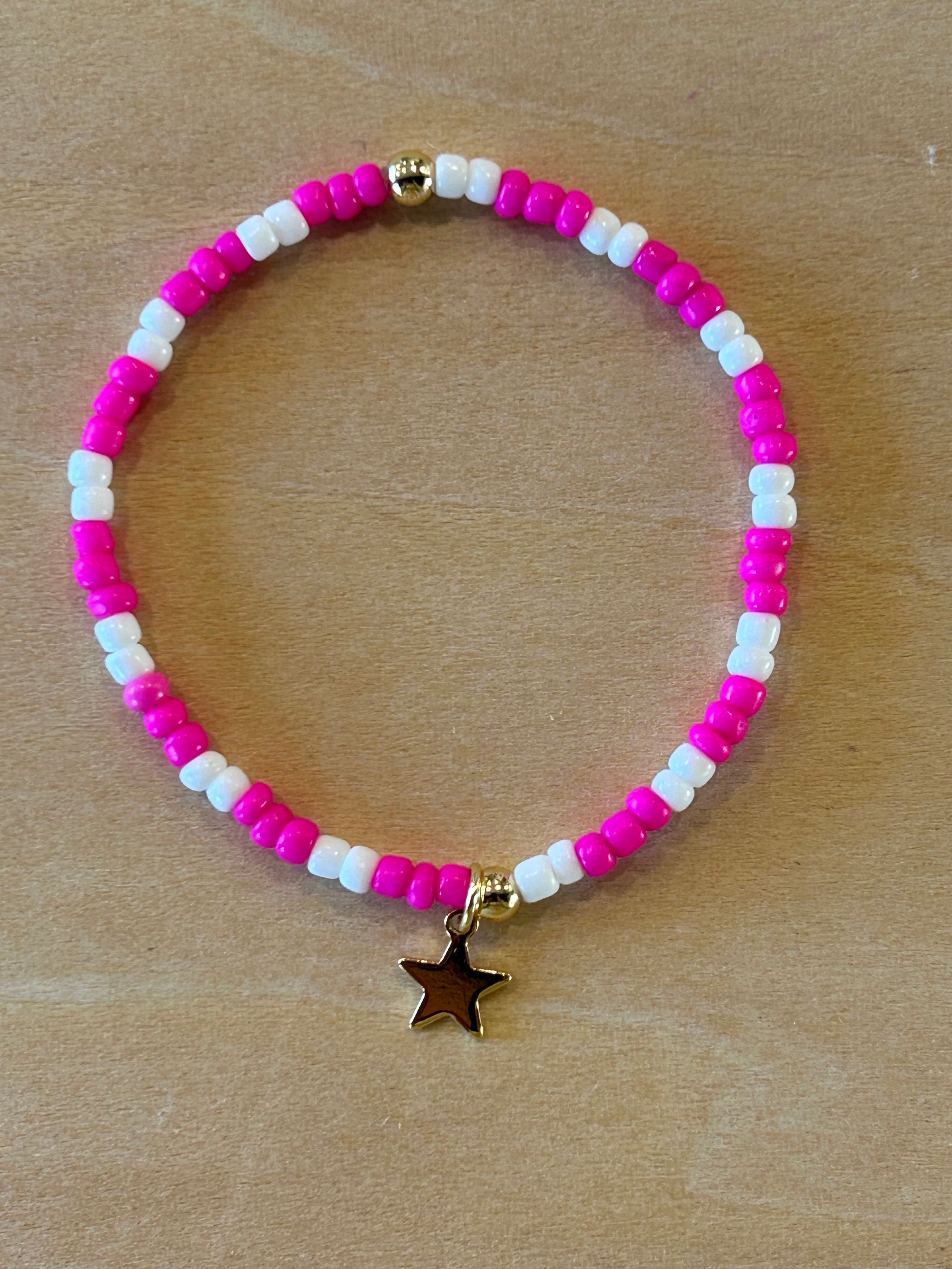 Moon Star Sun Bracelet - Star / White-Pink